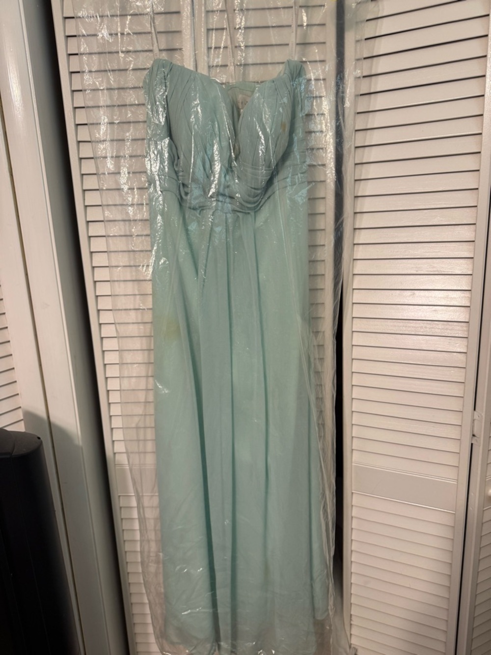 Bill Levkoff Light Aqua Strapless Evening Gown